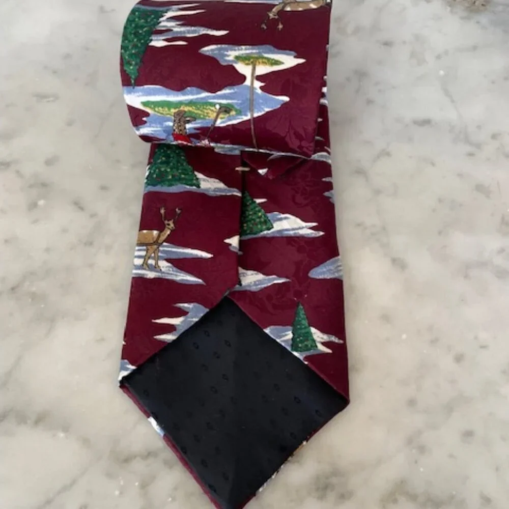 OSCAR DE LA RENTA Vintage Santa Golf Silk Tie